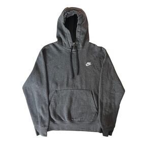 Nike Pullover Hoodie size Small Charcoal Gray Swoosh Embroidered Spellout
